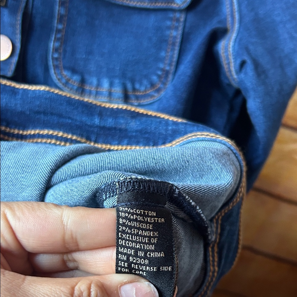 DG2 by Diane Gilman New Classic Stretch Denim Embroidered Back Jacket - Picture 9 of 9